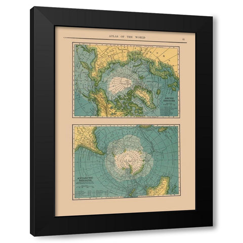 Arctic Antarctic Regions - Hammond 1910 Black Modern Wood Framed Art Print with Double Matting by Hammond