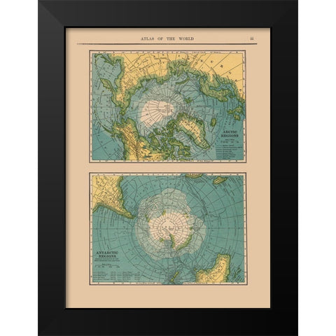 Arctic Antarctic Regions - Hammond 1910 Black Modern Wood Framed Art Print by Hammond