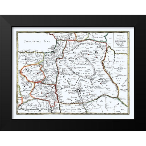 Armenia - Sanson 1641 Black Modern Wood Framed Art Print by Sanson