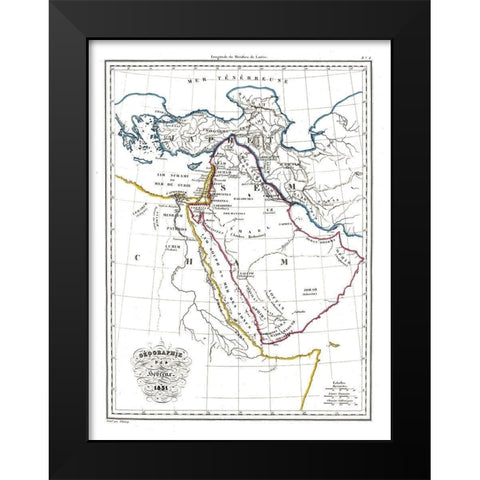 Hebrew Geography Arabia - 1831 Black Modern Wood Framed Art Print by Unknown