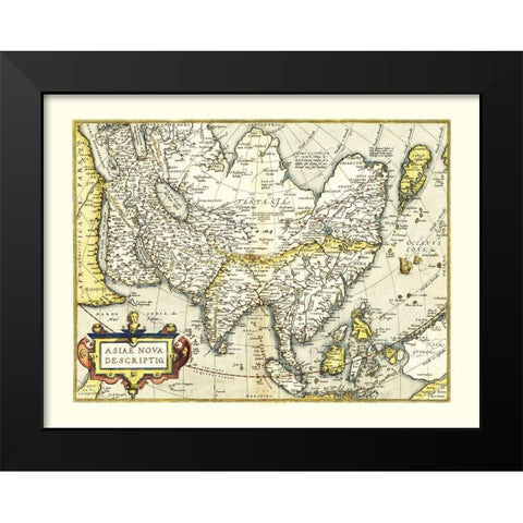 Asia - Ortelius 1570 Black Modern Wood Framed Art Print by Ortelius