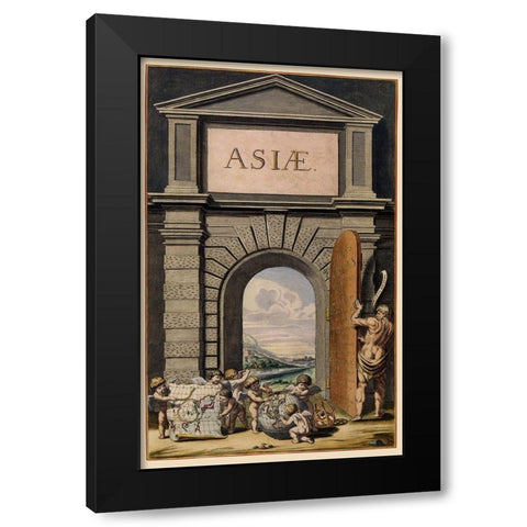 Asia Atlas Title Page - Blaeu 1655 Black Modern Wood Framed Art Print with Double Matting by Blaeu