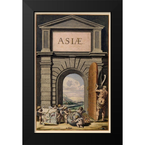 Asia Atlas Title Page - Blaeu 1655 Black Modern Wood Framed Art Print by Blaeu