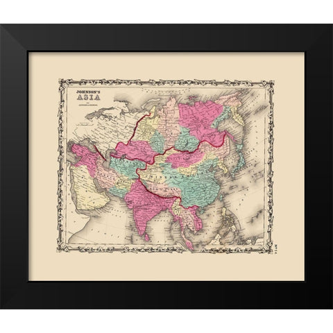 Asia - Johnson 1860 Black Modern Wood Framed Art Print by Johnson