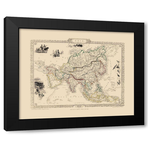 Asia - Tallis 1851 Black Modern Wood Framed Art Print with Double Matting by Tallis
