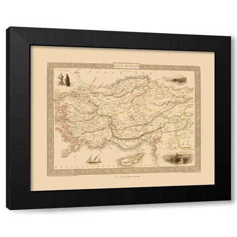 Asia Minor - Tallis 1851 Black Modern Wood Framed Art Print with Double Matting by Tallis