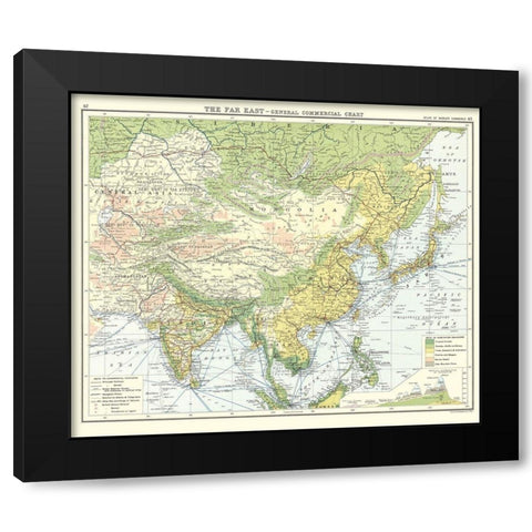 Asia Far East General Commercial Chart Black Modern Wood Framed Art Print by Newnes