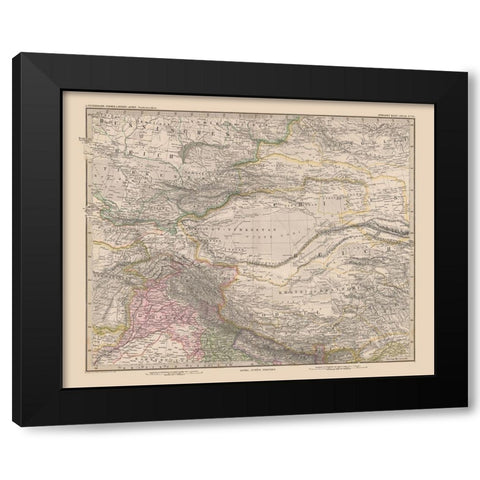 Central Asia - Stieler  1885 Black Modern Wood Framed Art Print with Double Matting by Stieler