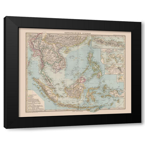Southeast Asia - Stieler  1885 Black Modern Wood Framed Art Print by Stieler