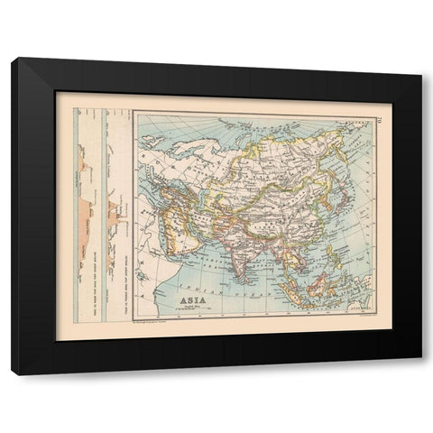 Asia - Bartholomew 1892 Black Modern Wood Framed Art Print with Double Matting by Bartholomew