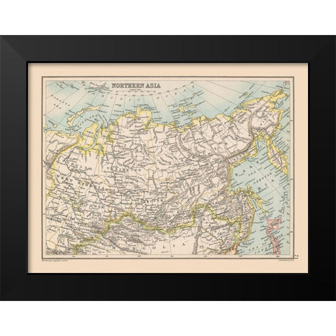 Siberia Northern Asia - Bartholomew 1892 Black Modern Wood Framed Art Print by Bartholomew