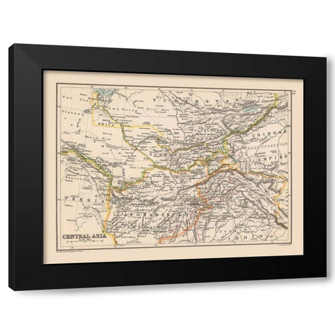 Central Asia - Bartholomew 1892 Black Modern Wood Framed Art Print with Double Matting by Bartholomew