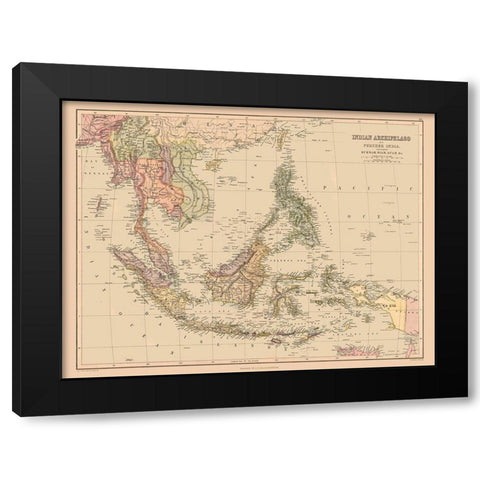 Asia Indian Archipelago India - Bartholomew 1867 Black Modern Wood Framed Art Print with Double Matting by Bartholomew