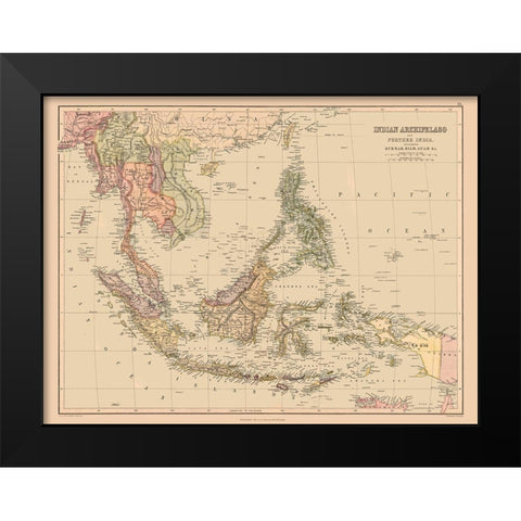 Asia Indian Archipelago India - Bartholomew 1867 Black Modern Wood Framed Art Print by Bartholomew
