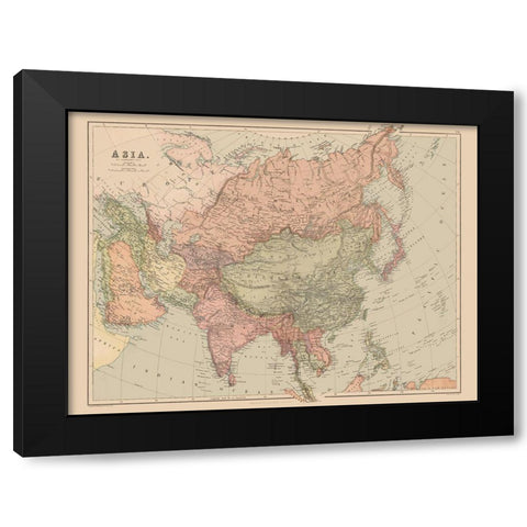 Asia -Bartholomew 1867 Black Modern Wood Framed Art Print with Double Matting by Bartholomew
