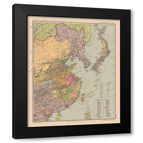 Asia China Japan Korea - Streit 1913 Black Modern Wood Framed Art Print with Double Matting by Streit