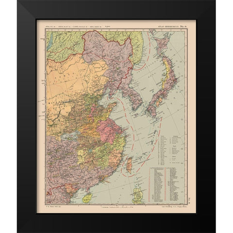 Asia China Japan Korea - Streit 1913 Black Modern Wood Framed Art Print by Streit