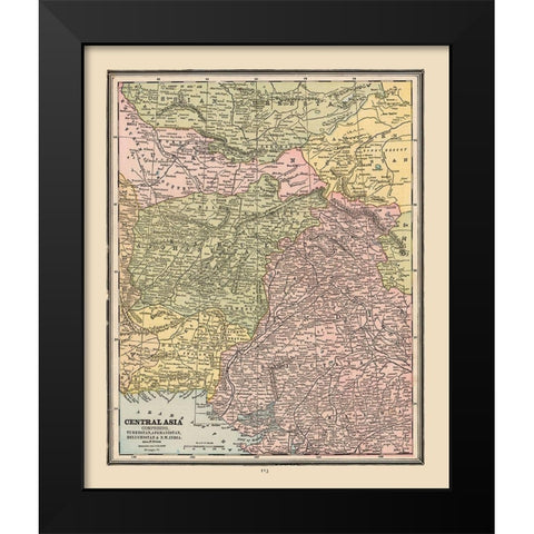 Central Asia - Cram 1888 Black Modern Wood Framed Art Print by Cram