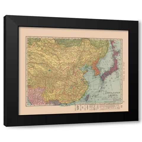 Asia China Japan Korea - Hammond 1910 Black Modern Wood Framed Art Print with Double Matting by Hammond