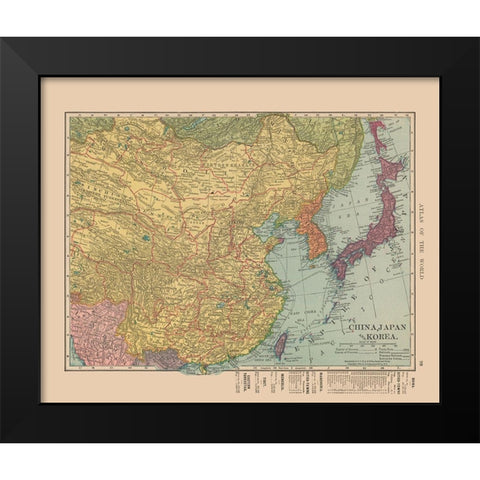 Asia China Japan Korea - Hammond 1910 Black Modern Wood Framed Art Print by Hammond