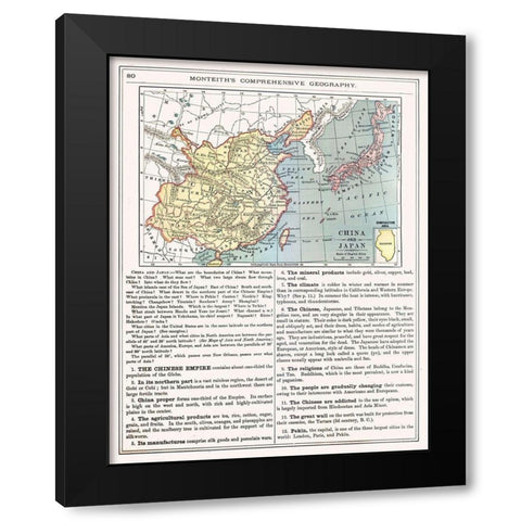 Asia China Japan - Monteith 1882 Black Modern Wood Framed Art Print with Double Matting by Monteith