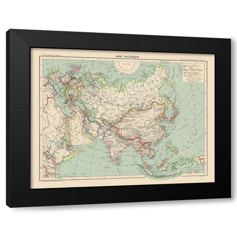 Political of Asia - Schrader 1908 Black Modern Wood Framed Art Print with Double Matting by Schrader