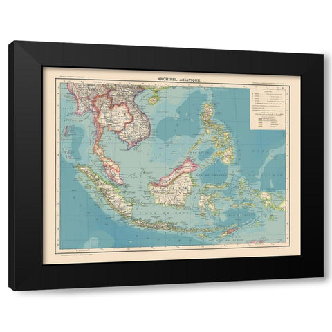 Asiatic Archipelago - Schrader 1908 Black Modern Wood Framed Art Print by Schrader
