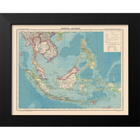 Asiatic Archipelago - Schrader 1908 Black Modern Wood Framed Art Print by Schrader