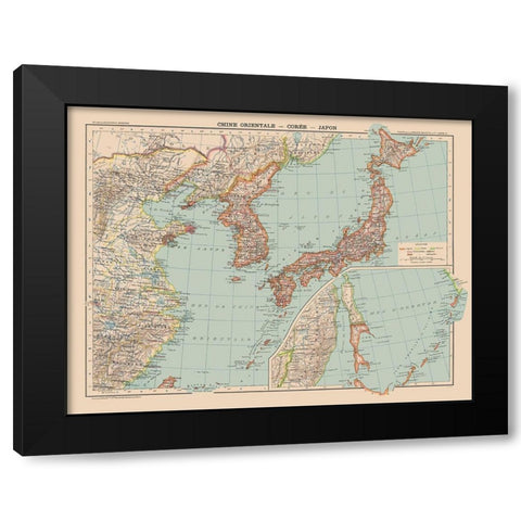 Asia China Korea Japan - Schrader 1908 Black Modern Wood Framed Art Print by Schrader