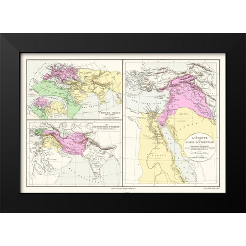 Asian Empires - Drioux 1882 Black Modern Wood Framed Art Print by Drioux