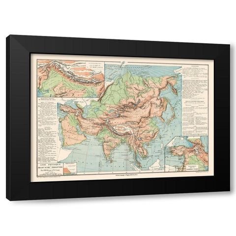 Asia Physical Terrain Floor - Drioux 1882 Black Modern Wood Framed Art Print with Double Matting by Drioux