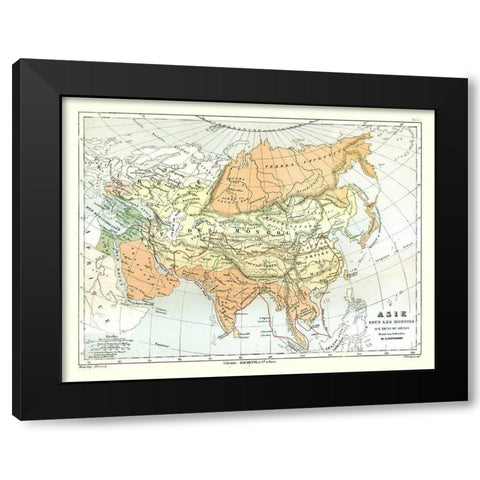 Asia Mongolian Empire - Cortambert 1880 Black Modern Wood Framed Art Print with Double Matting by Cortambert