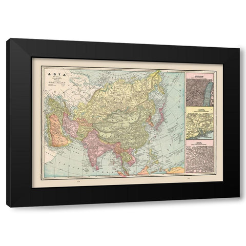 Asia - Cram 1892 Black Modern Wood Framed Art Print with Double Matting by Cram