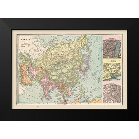 Asia - Cram 1892 Black Modern Wood Framed Art Print by Cram