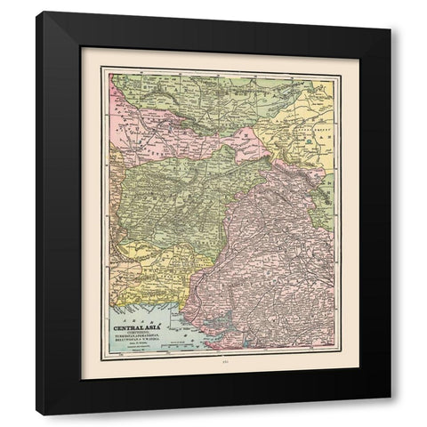 Central Asia - Cram 1892 Black Modern Wood Framed Art Print by Cram