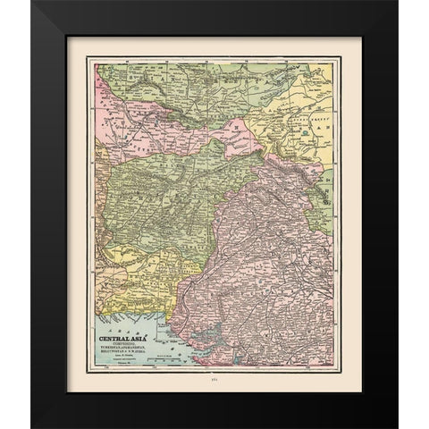 Central Asia - Cram 1892 Black Modern Wood Framed Art Print by Cram