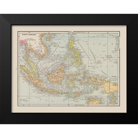 Asia East Indies - Cram 1892 Black Modern Wood Framed Art Print by Cram