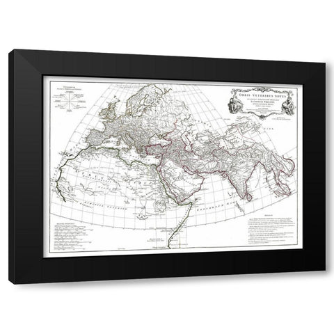 Europe Asia - DAnville 1799 Black Modern Wood Framed Art Print by D'' Anville