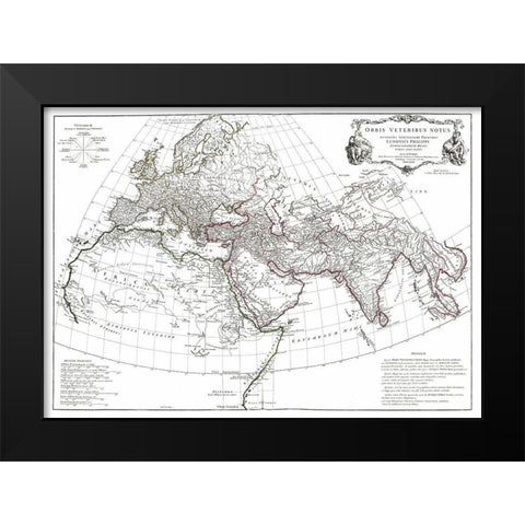 Europe Asia - DAnville 1799 Black Modern Wood Framed Art Print by D'' Anville