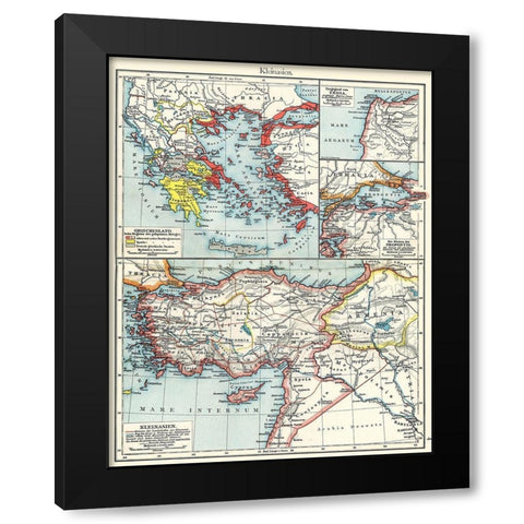 Asia Minor Greece - Putzgers 1897 Black Modern Wood Framed Art Print with Double Matting by Putzgers