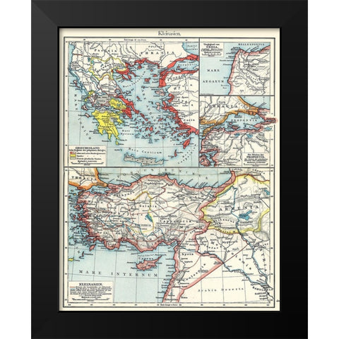 Asia Minor Greece - Putzgers 1897 Black Modern Wood Framed Art Print by Putzgers