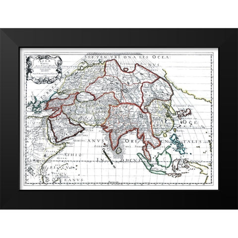 Asia - Sanson 1641 Black Modern Wood Framed Art Print by Sanson