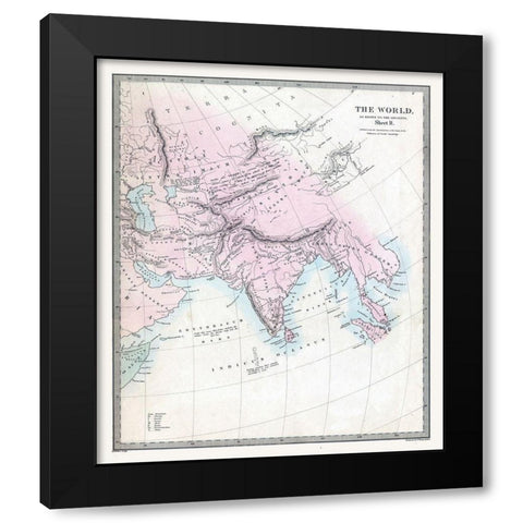 World Known to Ancients Asia - Stanford 1830 Black Modern Wood Framed Art Print with Double Matting by Stanford
