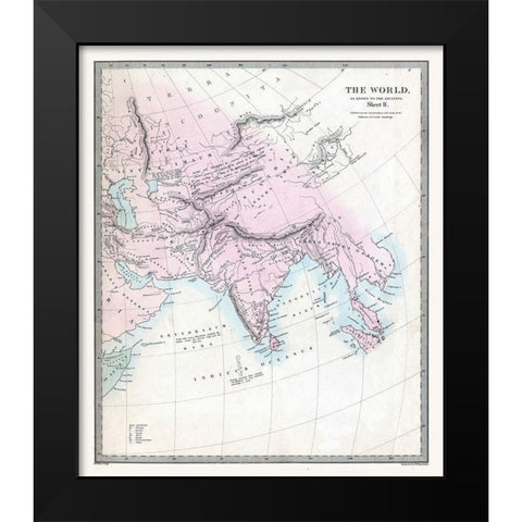 World Known to Ancients Asia - Stanford 1830 Black Modern Wood Framed Art Print by Stanford