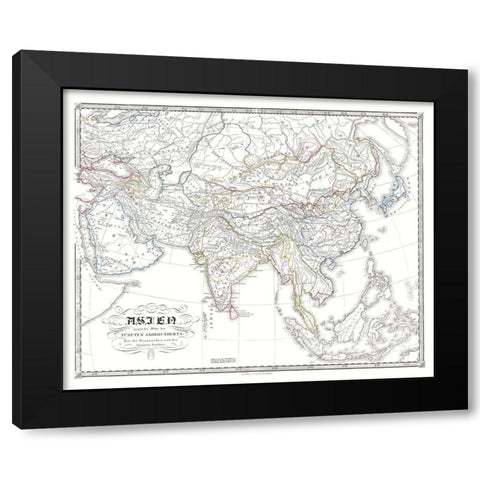 Asia Sassanid Empire Huns - Spruner 1855 Black Modern Wood Framed Art Print with Double Matting by Spruner