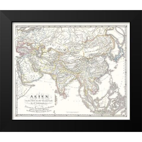 Asia 9-10 Centuries - Spruner 1855 Black Modern Wood Framed Art Print by Spruner