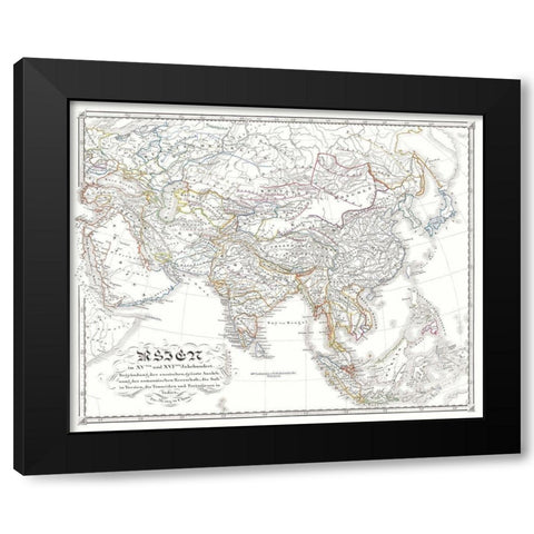 Asia 15-16 Centuries - Spruner 1855 Black Modern Wood Framed Art Print with Double Matting by Spruner