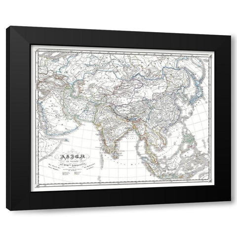 Asia End of 17th Century - Spruner 1855 Black Modern Wood Framed Art Print with Double Matting by Spruner