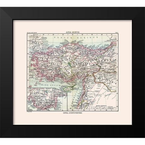 Asia Minor Middle East - Perthes 1896 Black Modern Wood Framed Art Print by Perthes
