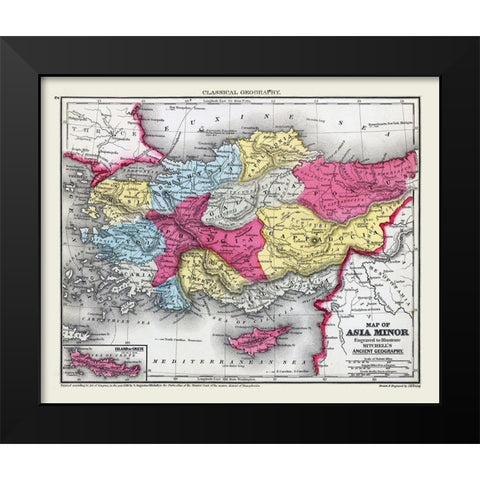 Asia Minor - Mitchell 1844 Black Modern Wood Framed Art Print by Mitchell